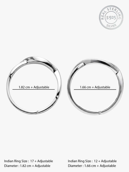 Silver Zirconia Twist Couple Bands
