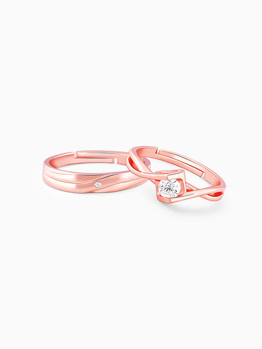 Rose Gold Two As One Couple Rings