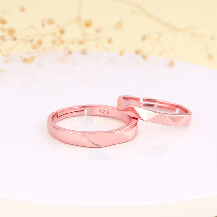 Rose Gold Geometric Couple Bands
