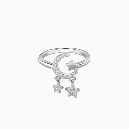 Silver Shiny Crescent Ring
