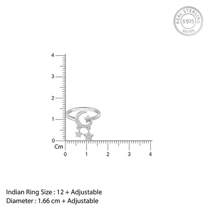 Silver Shiny Crescent Ring