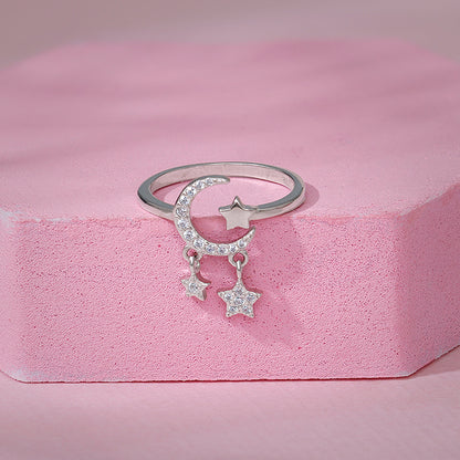 Silver Shiny Crescent Ring