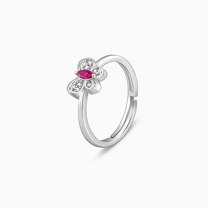 Silver Pop Pink Studded Butterfly Ring