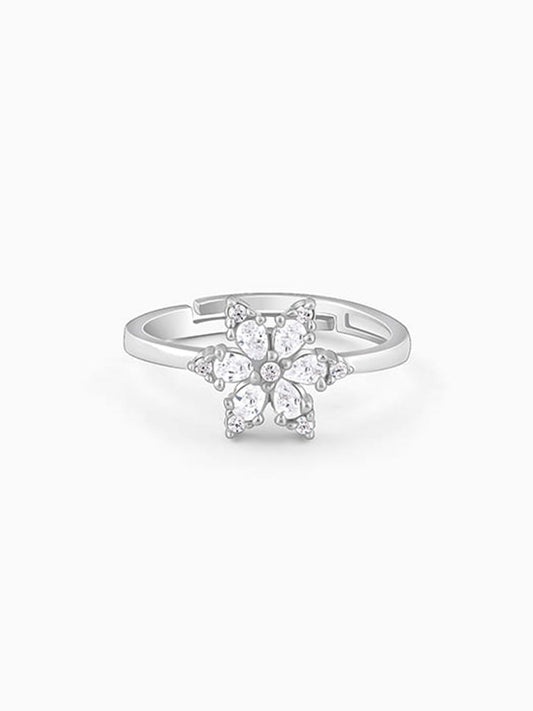 Silver Flowery Snowflake Ring