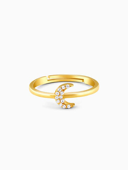 Golden Crescent Zircon Ring