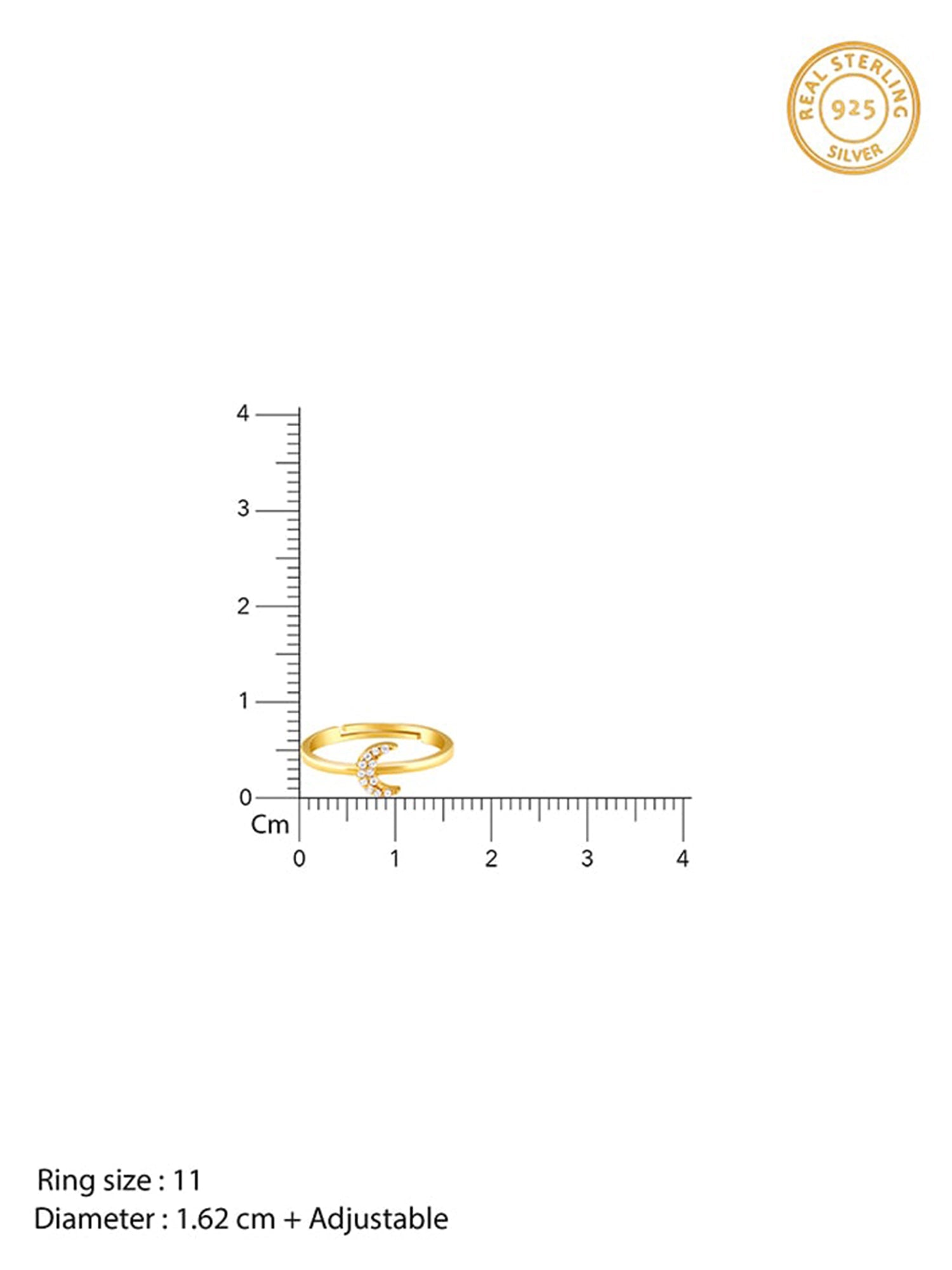 Golden Crescent Zircon Ring