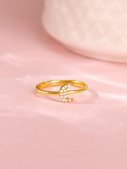 Golden Crescent Zircon Ring
