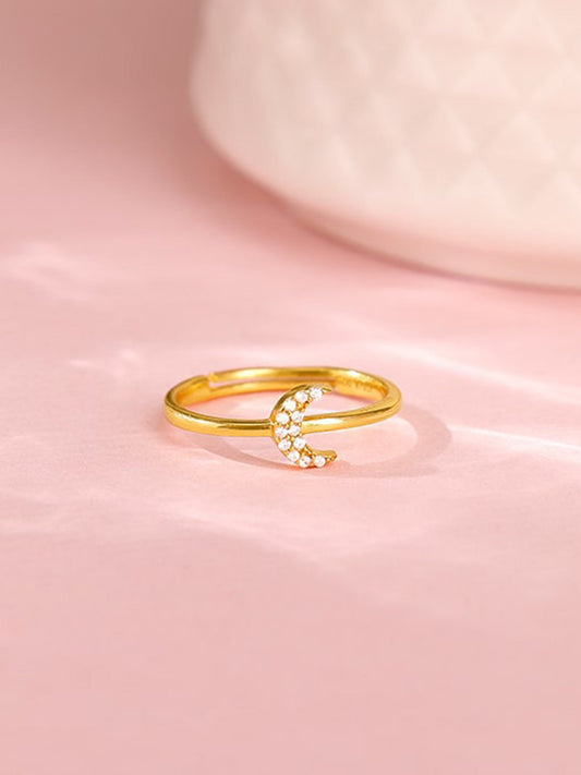 Golden Crescent Zircon Ring