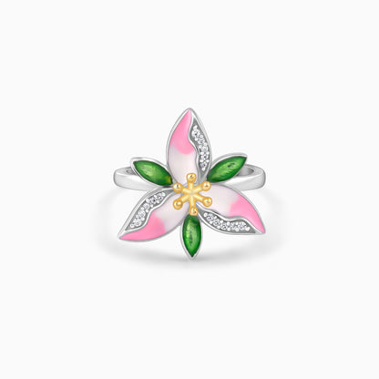 Silver Convertible Pink Trillium Ring