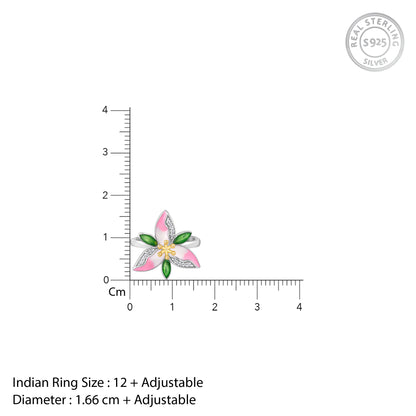 Silver Convertible Pink Trillium Ring