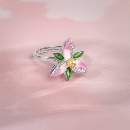Silver Convertible Pink Trillium Ring