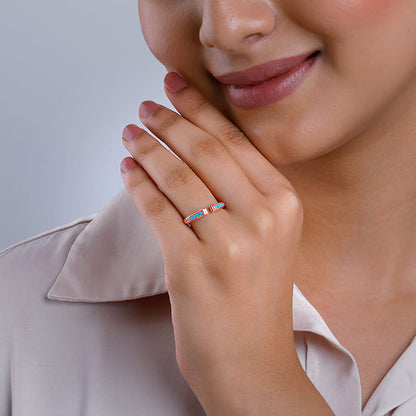 Rose Gold Robin Blue Ring
