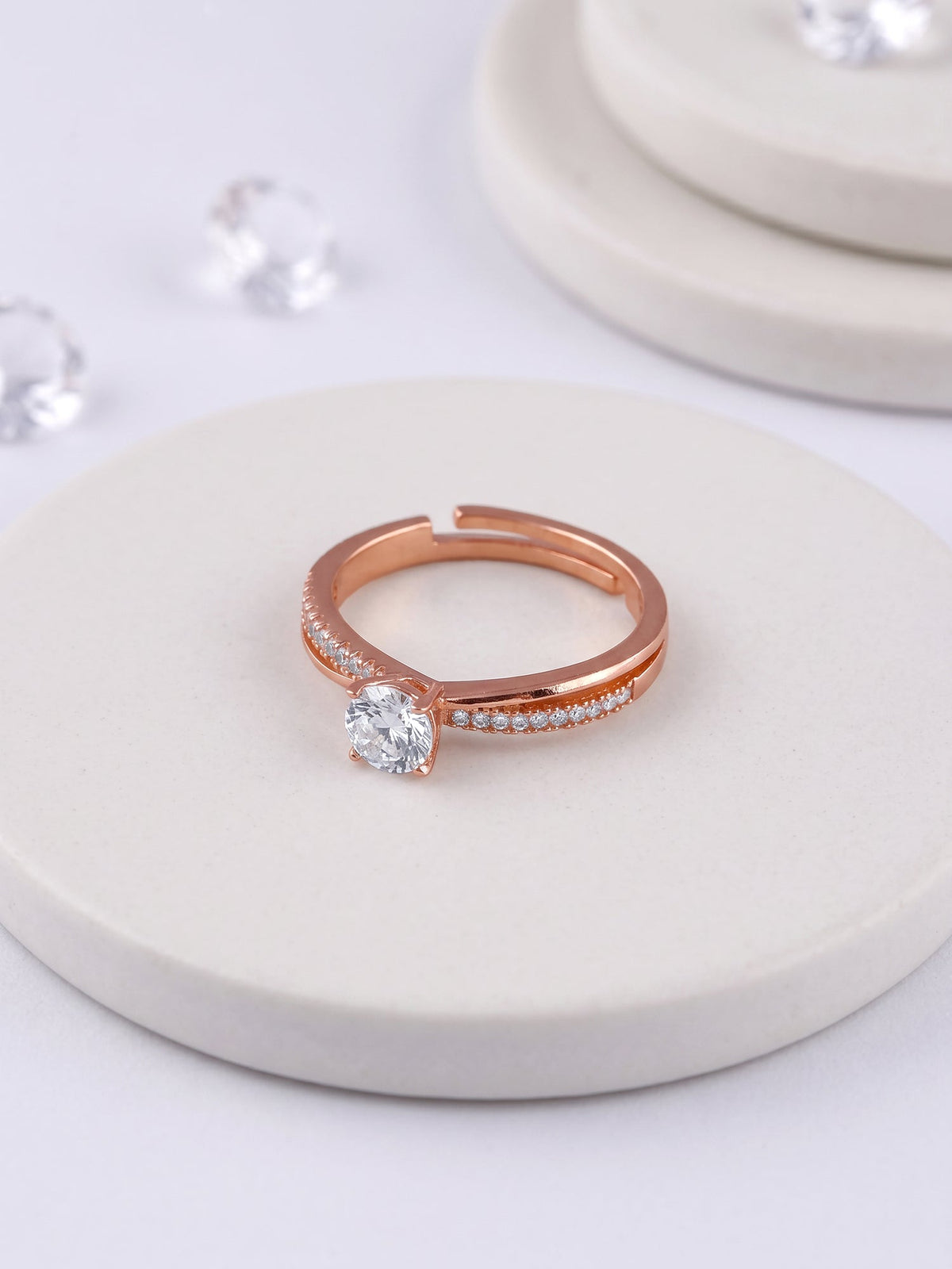 Rose Gold Zircon Layered Ring