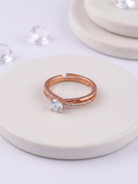 Rose Gold Zircon Layered Ring
