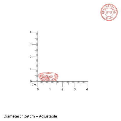 Rose Gold Zircon Leaf Ring