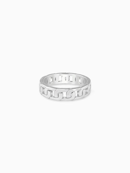 Silver Linked Ring For Him
