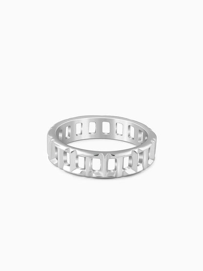 Silver Windowpane Ring For Him
