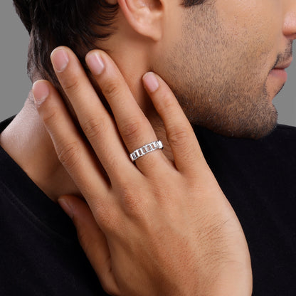 Silver Windowpane Ring For Him