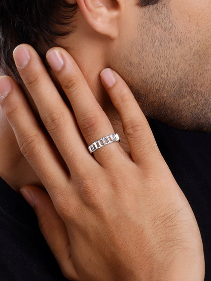 Silver Windowpane Ring For Him