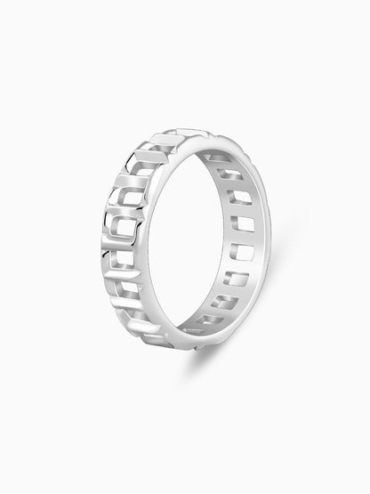 Silver Windowpane Ring For Him