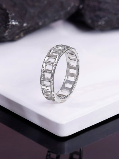 Silver Windowpane Ring For Him