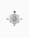 Silver Swastik Tortoise Ring