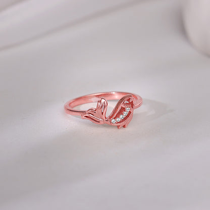 Rose Gold Diving Fish Ring (Size 12)