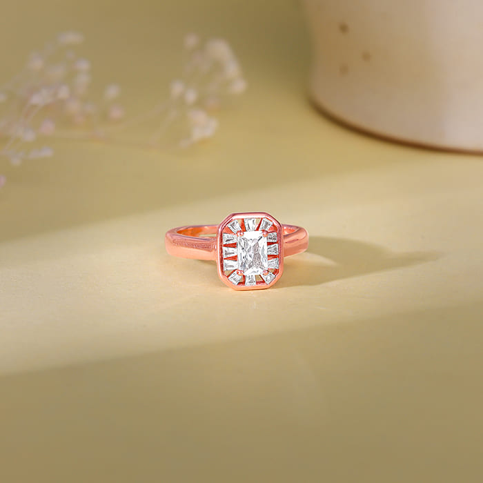 Rose Gold Joyful Square Ring - view 2