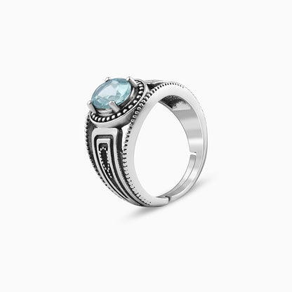 Oxidised Silver Aqua Shine Ring For Him