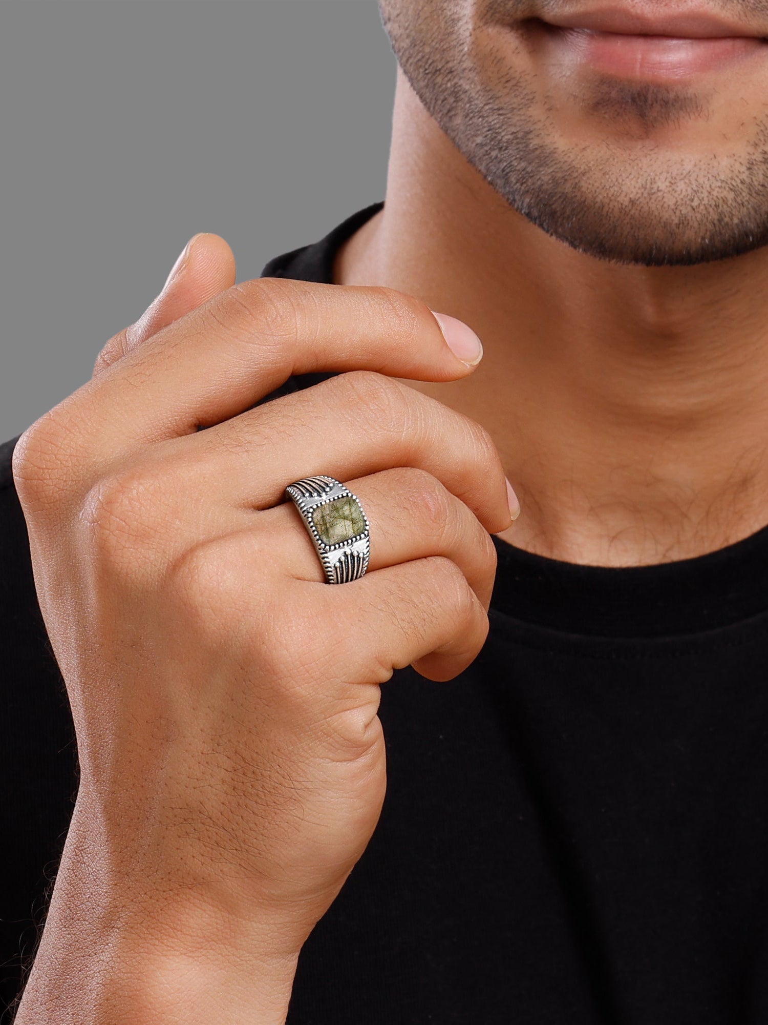 Oxidised Silver Heritage Ring For Him