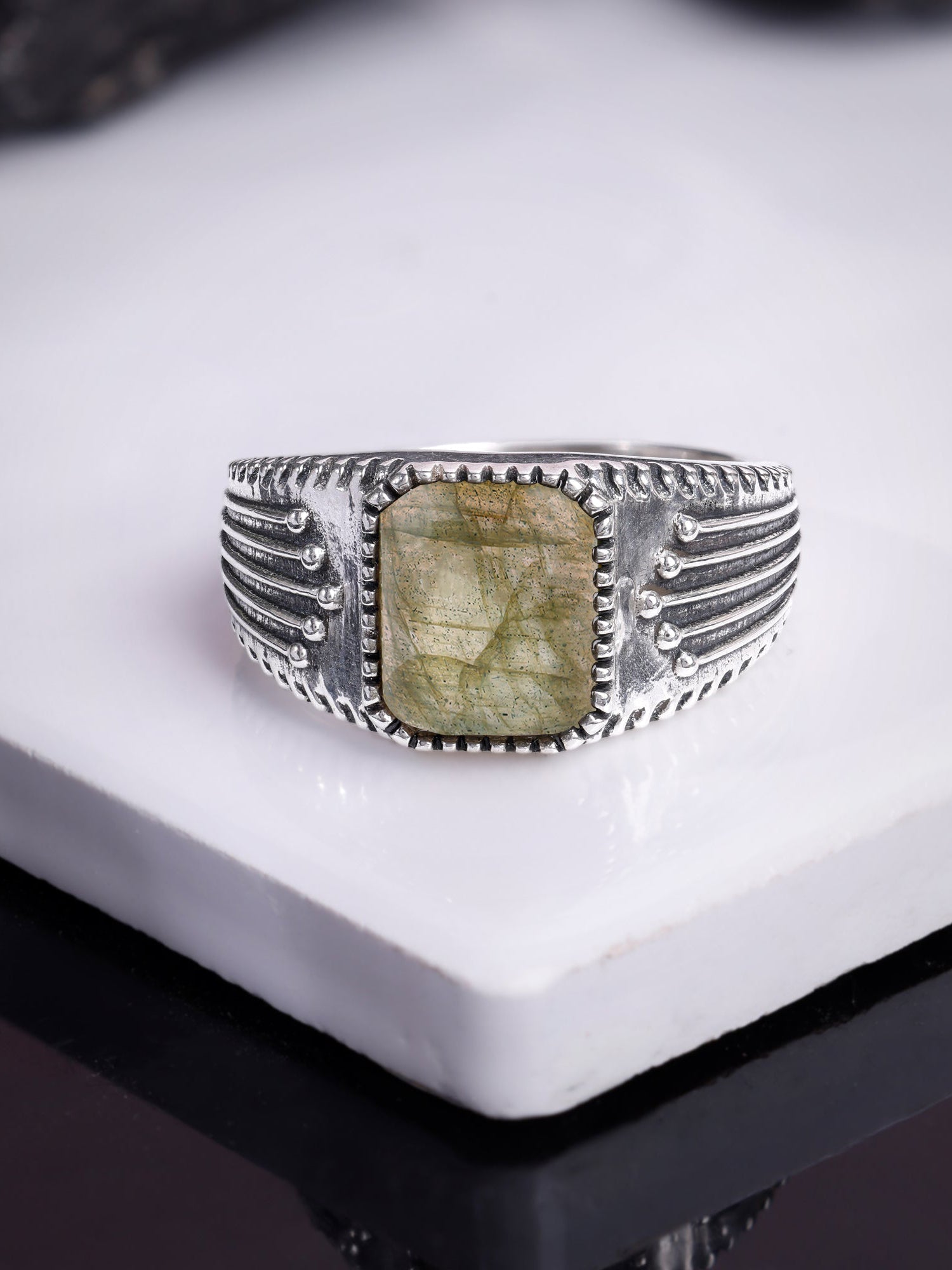 Oxidised Silver Heritage Ring For Him