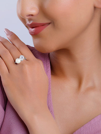 Silver Pearl It Up Ring