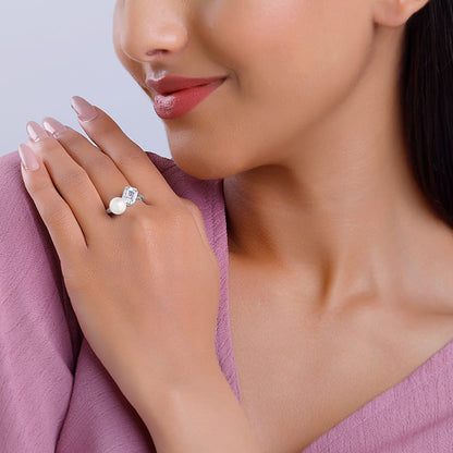 Silver Pearl It Up Ring