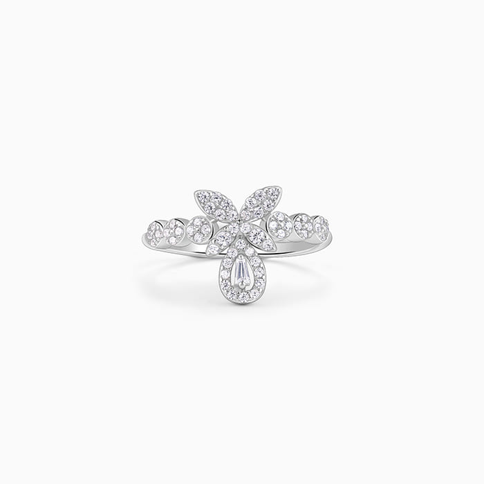 Silver Periwinkle Floral Ring - Image 1