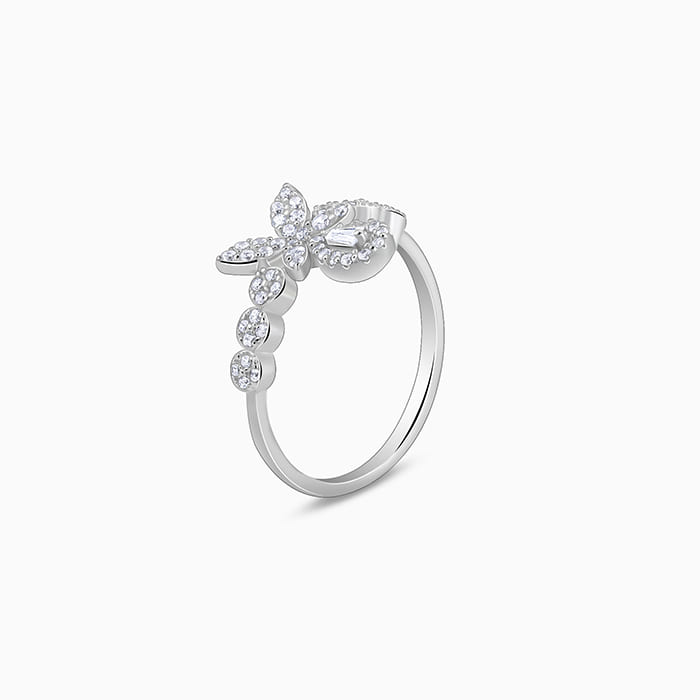Silver Periwinkle Floral Ring - view 4