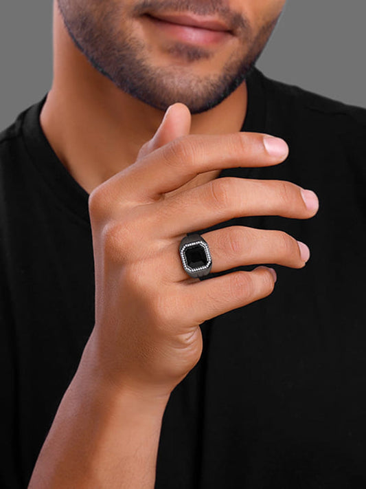 Black Rhodium Reserved Ring For Him