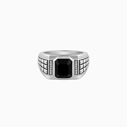 Silver Geometric Rectangle Ring For Him