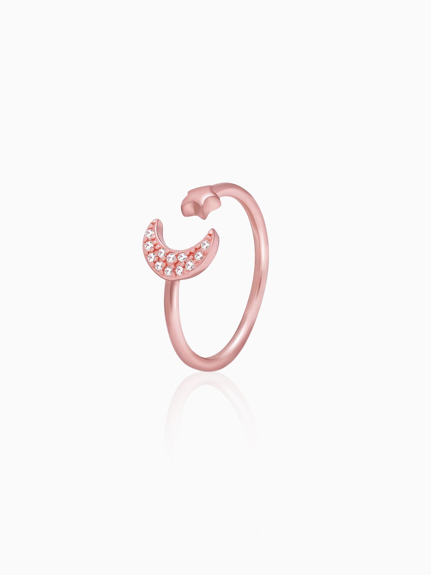 Rose Gold Moon-Star Constellation Ring