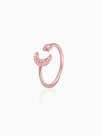 Rose Gold Moon-Star Constellation Ring