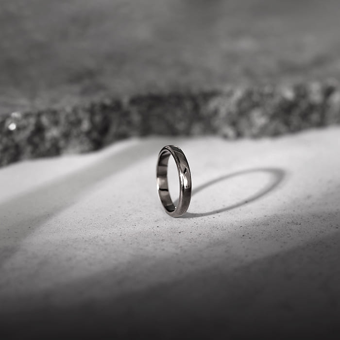 Black Rhodium Solid Band For Him - Image 1