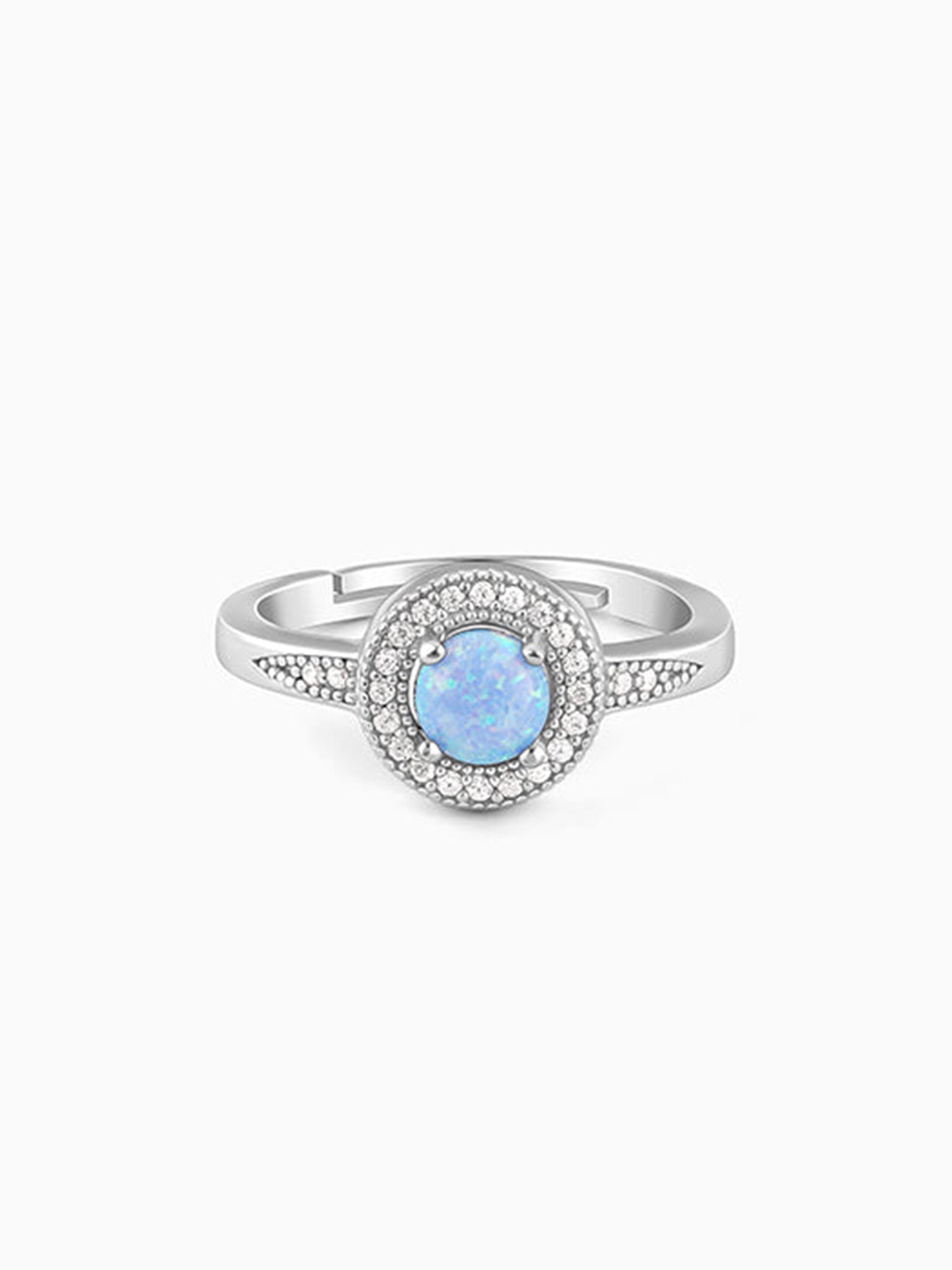 Silver Circular Opal Ring