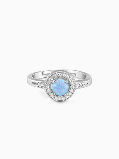 Silver Circular Opal Ring
