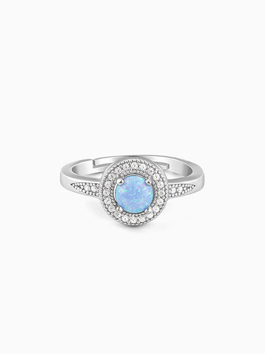 Silver Circular Opal Ring