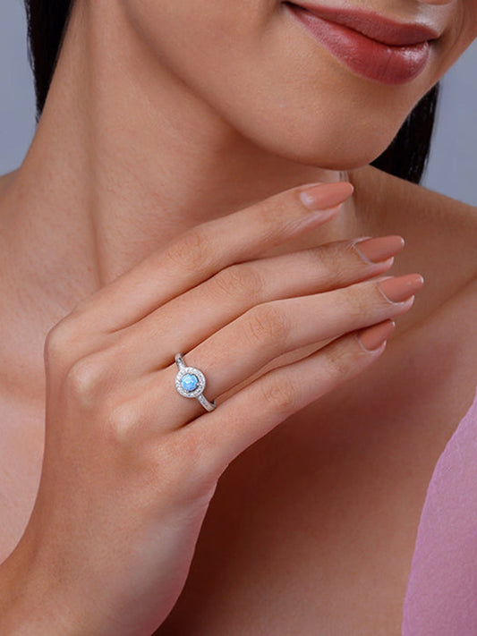 Silver Circular Opal Ring