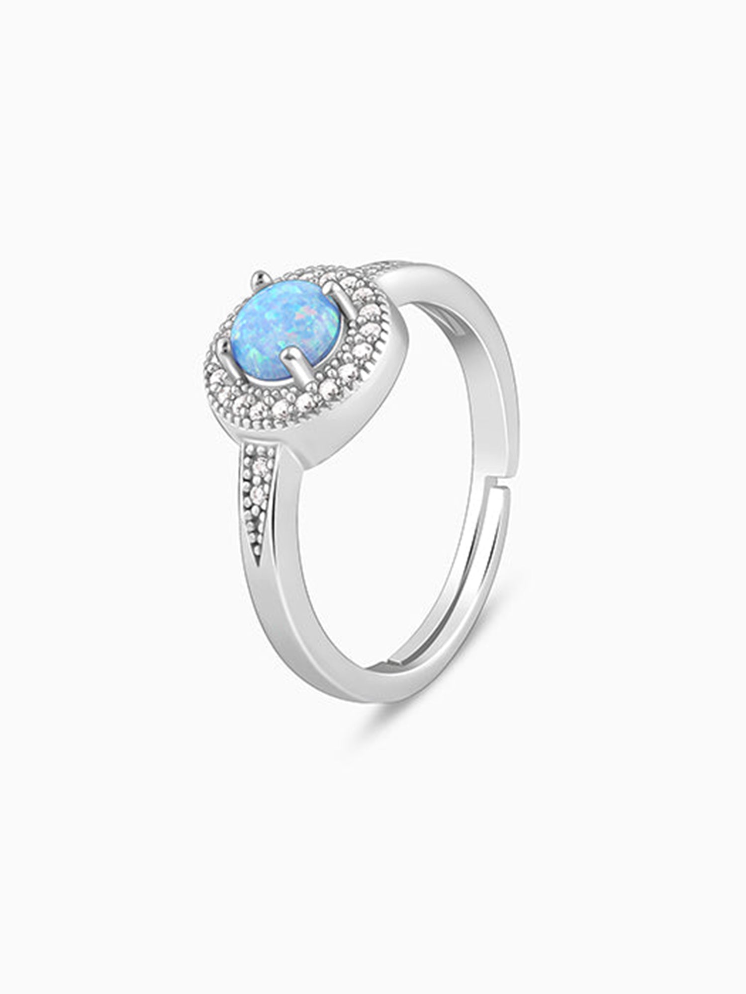 Silver Circular Opal Ring