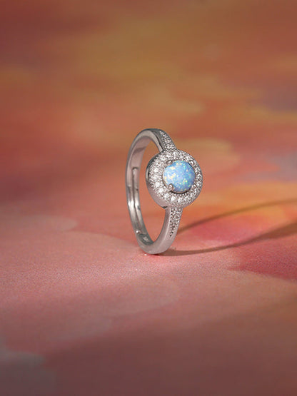 Silver Circular Opal Ring