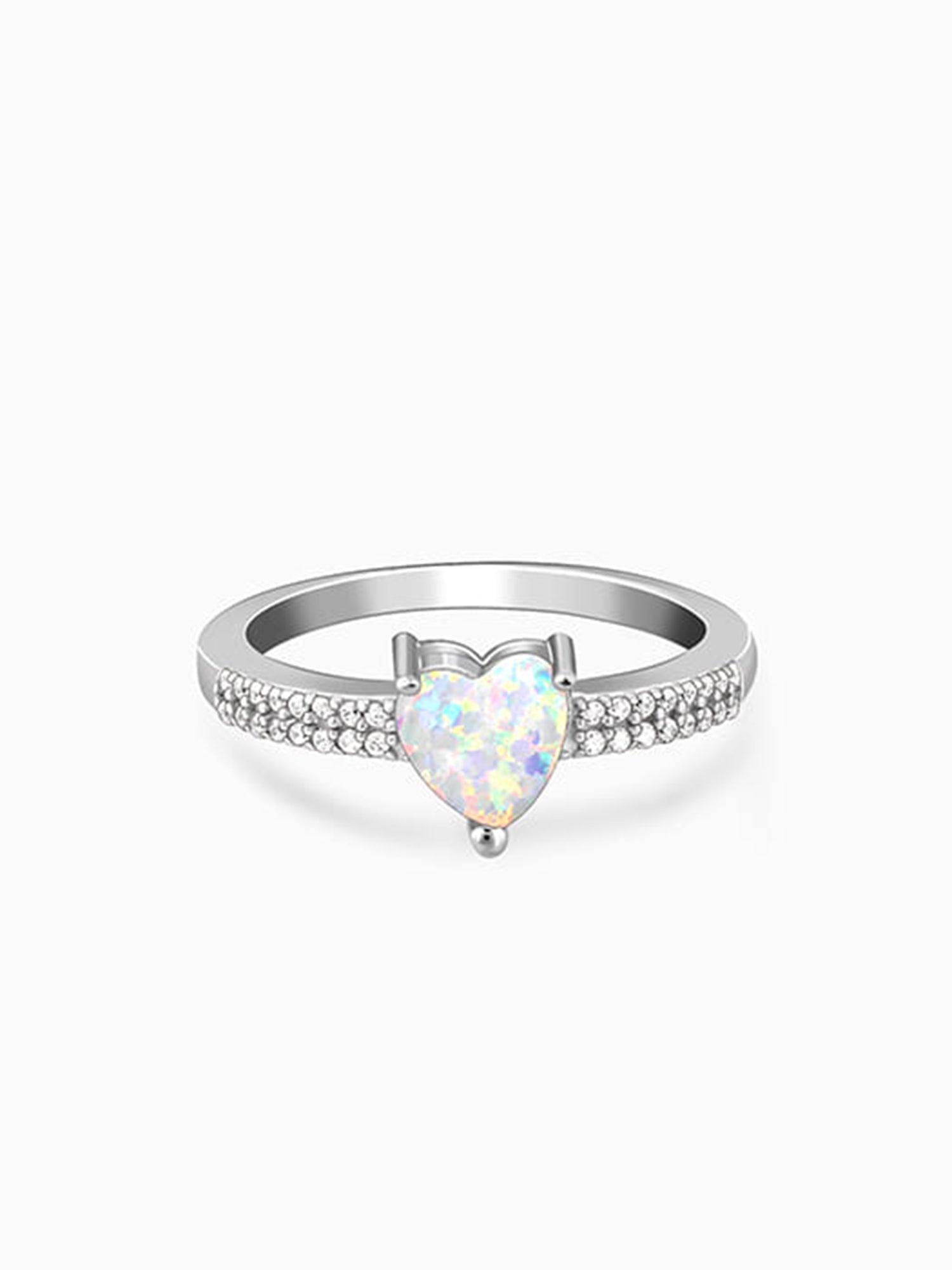 Silver Opal Heart Ring