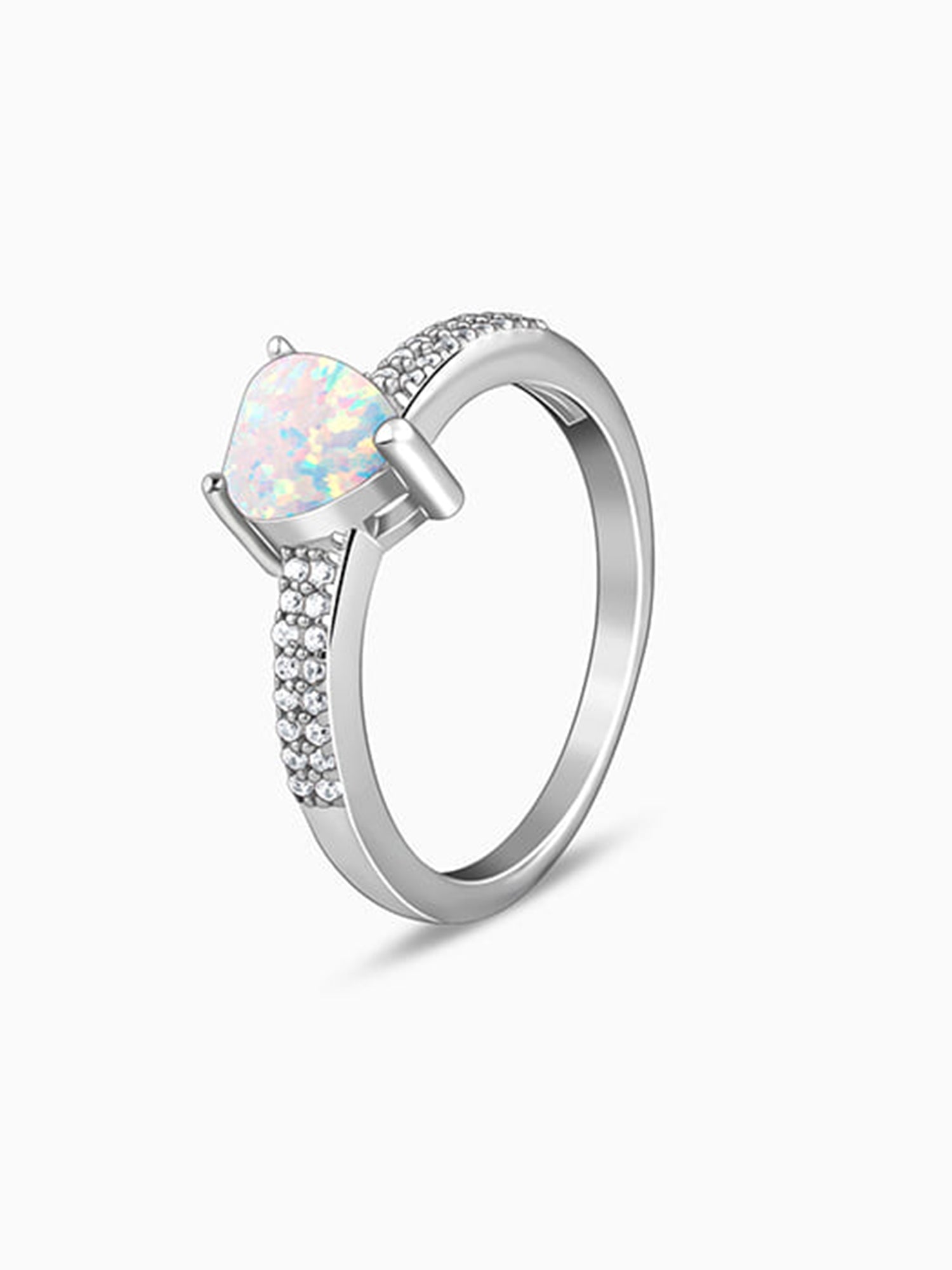 Silver Opal Heart Ring