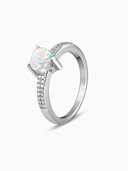 Silver Opal Heart Ring