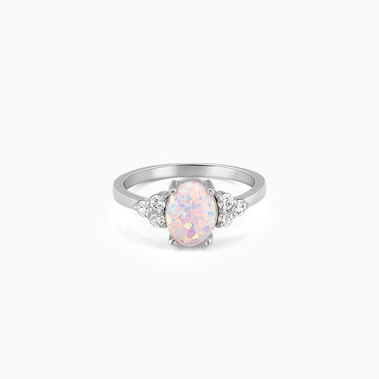 Silver ring for women with oval opal motif and zircons | GIVA Sky High

